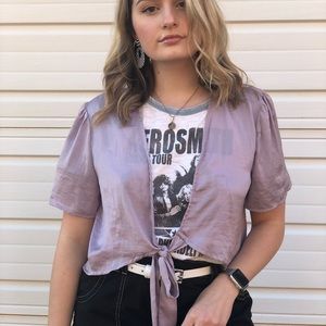 Purple silk tie shirt